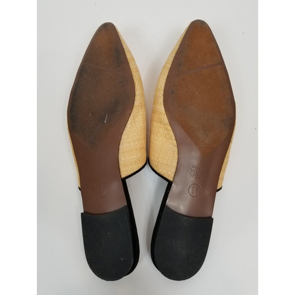 Who What Wear Women's Cream Natural Woven Mules Flats Black Piping Size 11 - Picture 7 of 9